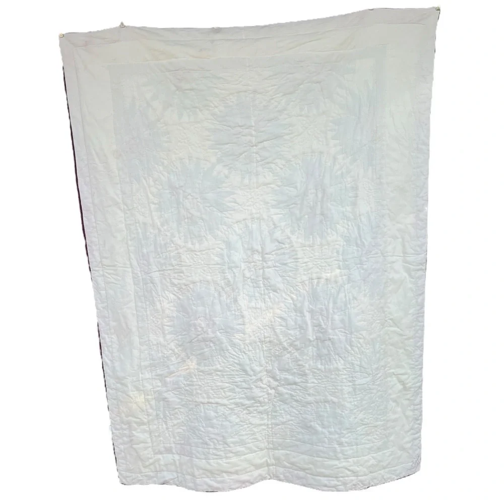 VTG Sunham Slashed Star Quilt Prairie Cottage Calico Floral Hand Quilted 65x81